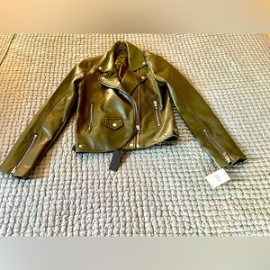 BlankNYC Faux Leather Moto Jacket in “Secret Meadow” (Green)